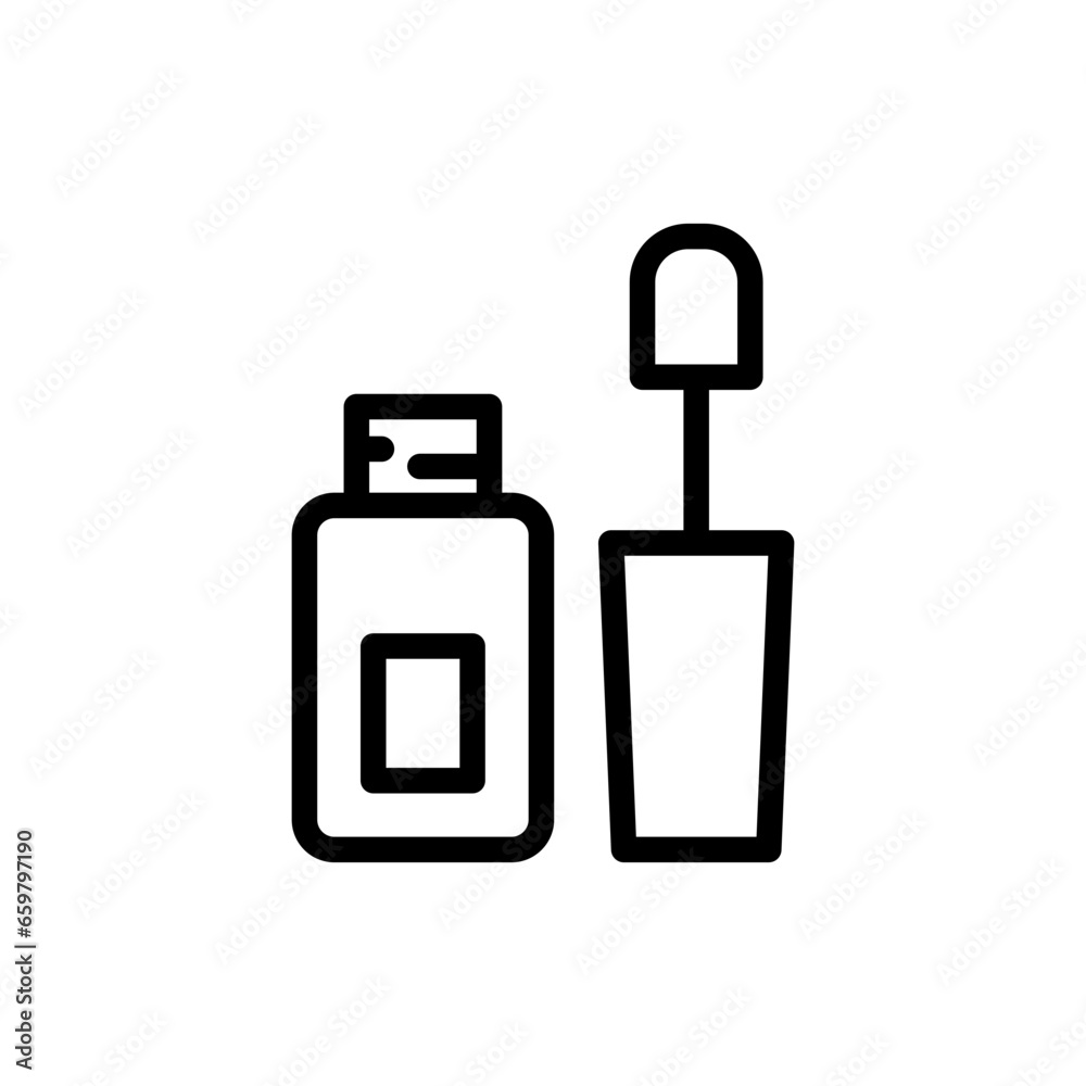 Nail polish skincare and beauty care icon with black outline style. polish, beauty, fashion, manicure, nail, female, care. Vector Illustration Nail polish skincare and beauty care icon with black outline style. polish, beauty, fashion, manicure, nail, female, care. Vector Illustration