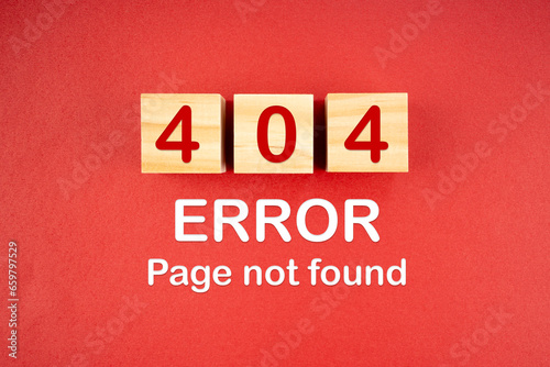 Wooden cubes with 404 error page not found.