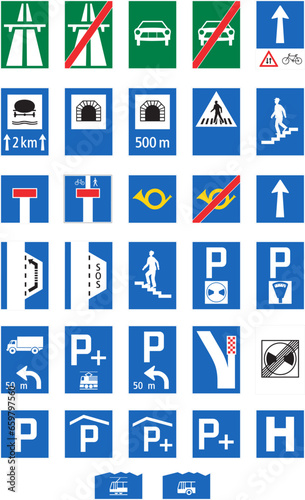 Indication, Conducting indication signs, Road signs in Switzerland and Liechtenstein