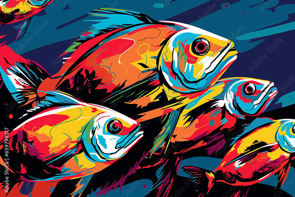 popart fish poster