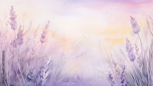 watercolor lavender background with a copy space  delicate soft pastel shade illustration greeting blank