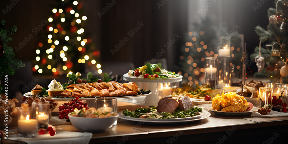 Table set up for Christmas Dinner 
