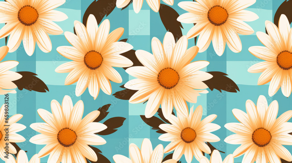 Obraz premium Abstrac flower art seamless pattern illustration. Modern hand drawn floral painting