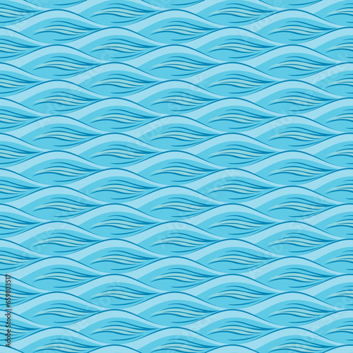 Japanese Ocean Wave Vector Seamless Pattern