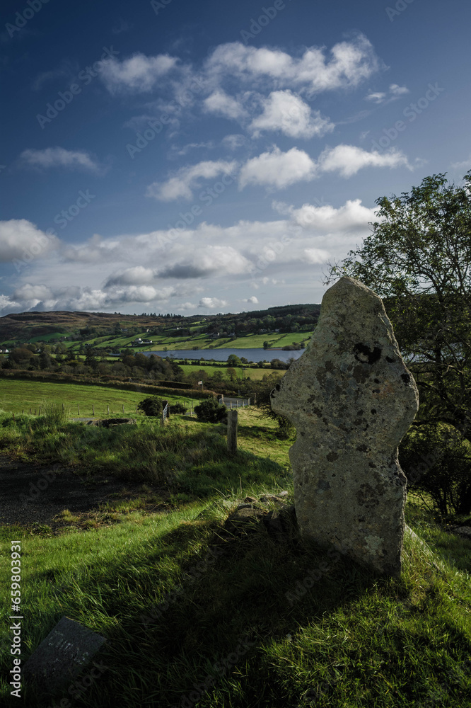 stone near the garthan rath ancient church in county donegal