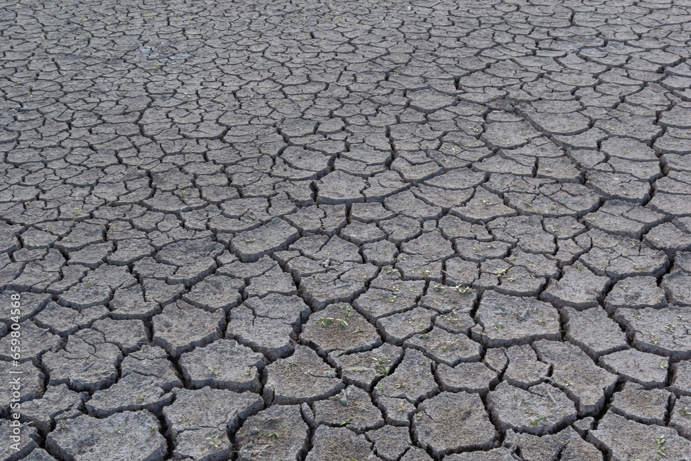 The ground has cracks in the top view for the background or graphic design with the concept of drought and death The ground has cracks in the top view for the background or graphic design with the concept of drought and death