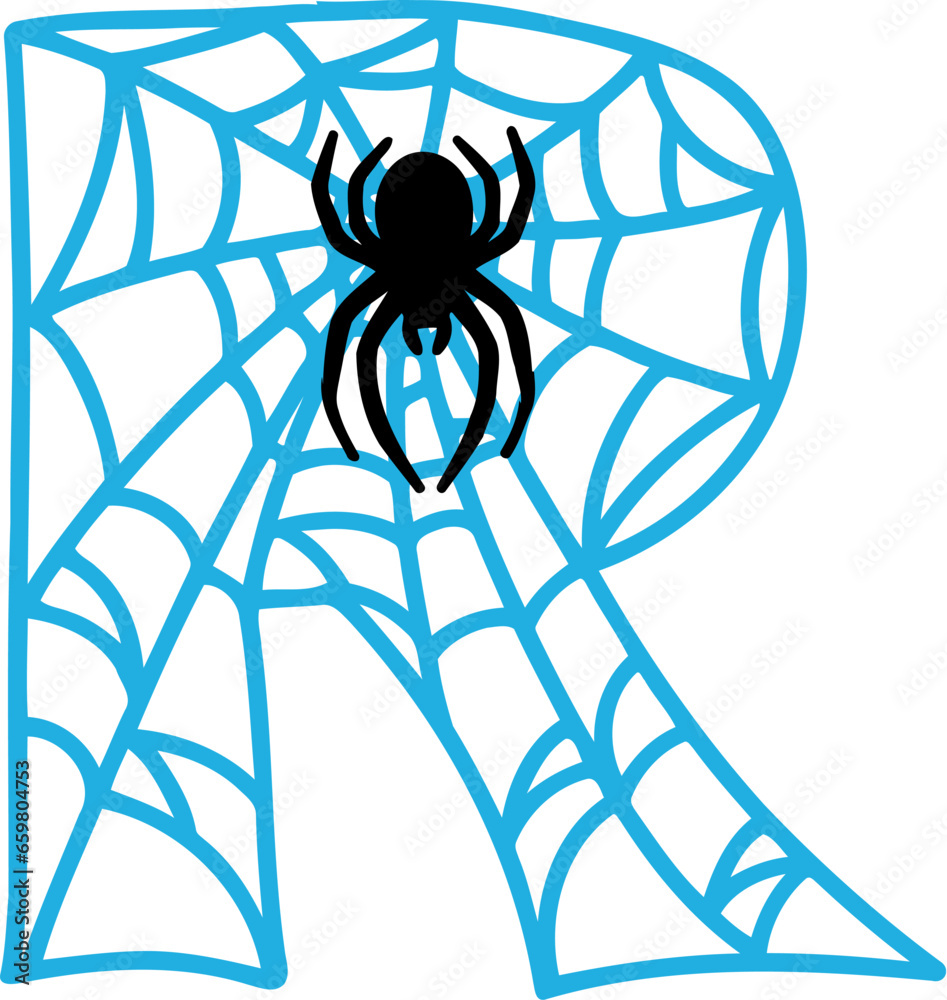 Naklejka premium Cob Web Letter R