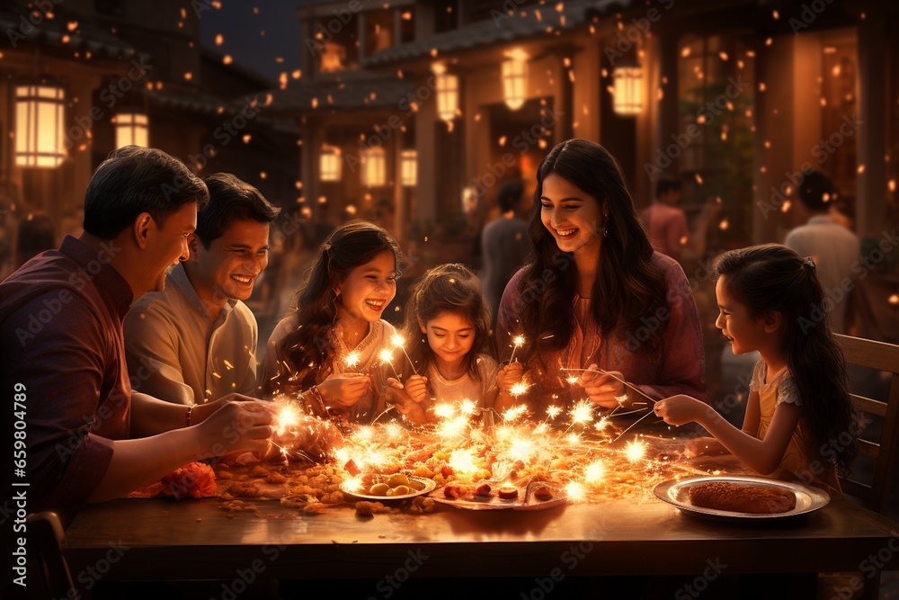 A Generative Artwork of Family Joy and Cultural Traditions, Created with Generative AI A Generative Artwork of Family Joy and Cultural Traditions, Created with Generative AI