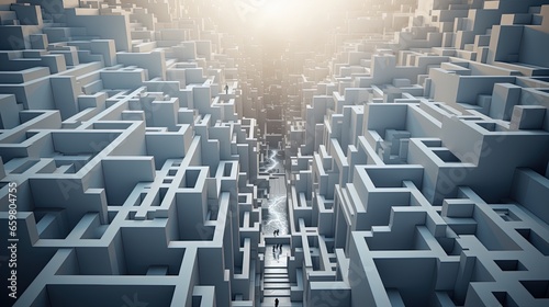the white dimensional maze, digital art illustration, Generative AI