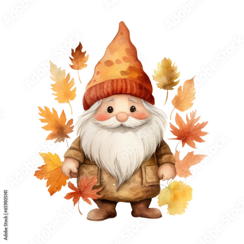 watercolor autumn cute gnome clipart