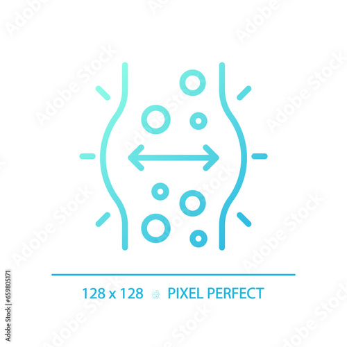 2D pixel perfect gradient metabolic imbalance icon, isolated blue vector, thin line illustration representing metabolic health.
