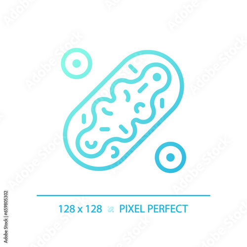 2D pixel perfect gradient mitochondria icon, isolated blue vector, thin line illustration representing metabolic health.