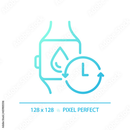 2D pixel perfect gradient smartwatch with water icon, isolated blue vector, thin line illustration representing metabolic health.