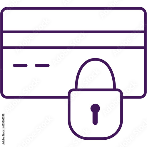 Plastic credit bank card under lock vector icon