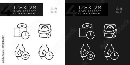 Pixel perfect light and dark icons pack of metabolic health, editable thin linear illustration.