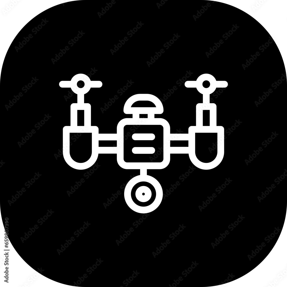 Drone artificial intelligence icon with black filled line outline style. drone, technology, innovation, aerial, remote, helicopter, propeller. Vector Illustration Drone artificial intelligence icon with black filled line outline style. drone, technology, innovation, aerial, remote, helicopter, propeller. Vector Illustration