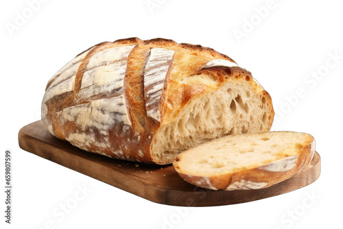 Sliced Sourdough Bread isolated on transparent background , Sliced cutted wheat bread homemade bakery
