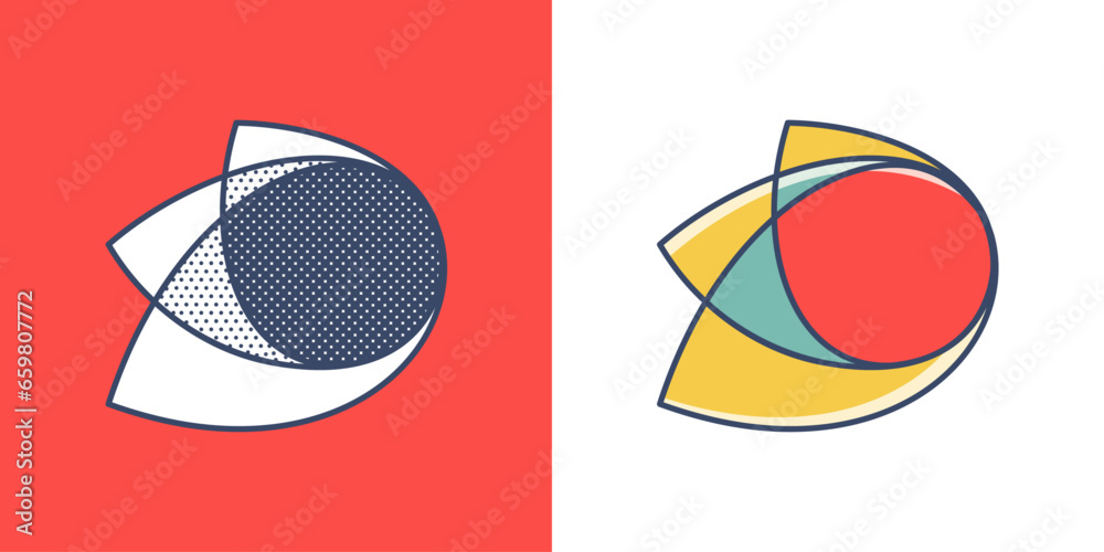 Abstract logo. Yin and yang overlapping emblem. Optical intersection ...