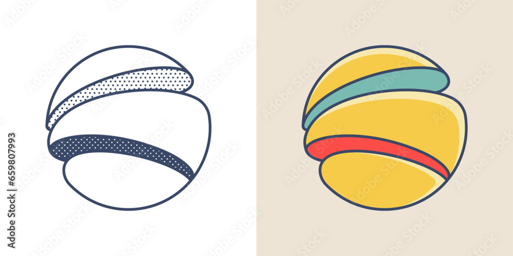 Sphere logo. Yin and yang overlapping emblem. Optical intersection sign ...