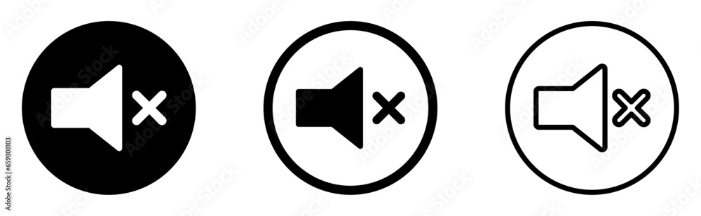 Mute vector icons. Silent vector signs set Mute vector icons. Silent vector signs set