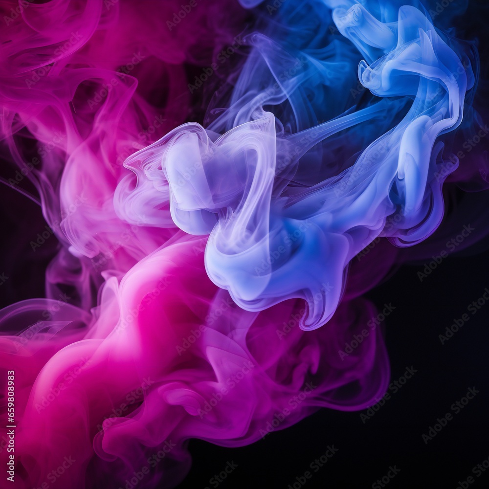 Soft chimney smoke, top down, blue, purple and pink colors, black background Generative AI Soft chimney smoke, top down, blue, purple and pink colors, black background Generative AI