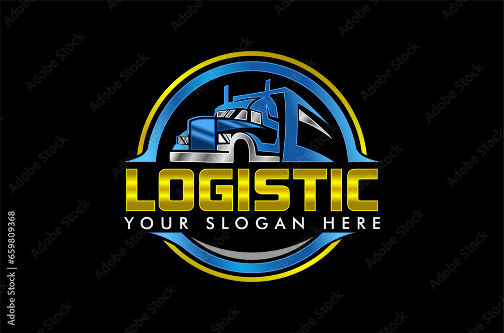  Illustration truck logistics, cargo, container, delivery company logo design template