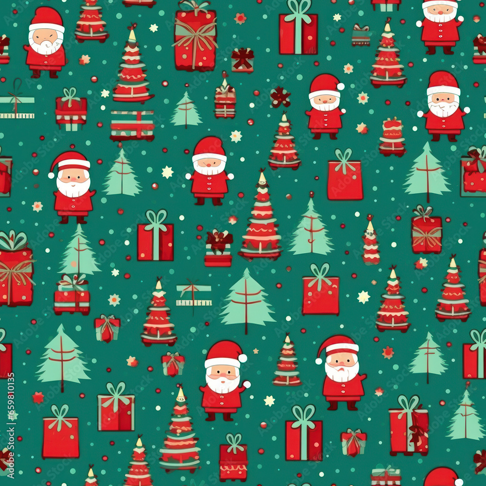 Christmas Seamless Pattern, Infinite Digital Paper, Generative AI