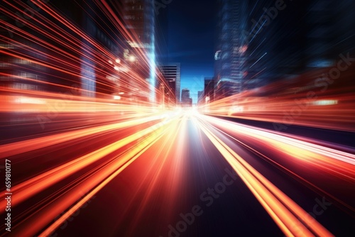 City road light, night megapolis highway lights of cityscape background