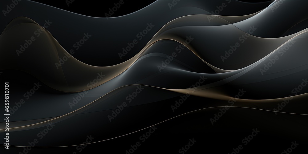 Obraz premium Abstract gray anthracite net grid waving waves texture on black background banner illustration concept for web design backdrop
