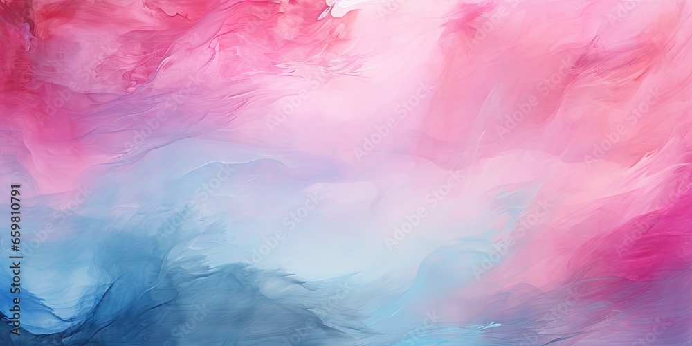 Abstract pastel color stain brushstroke background banner illustration - Pink blue art oil and acrylic smear blot canvas painting wall texture pattern