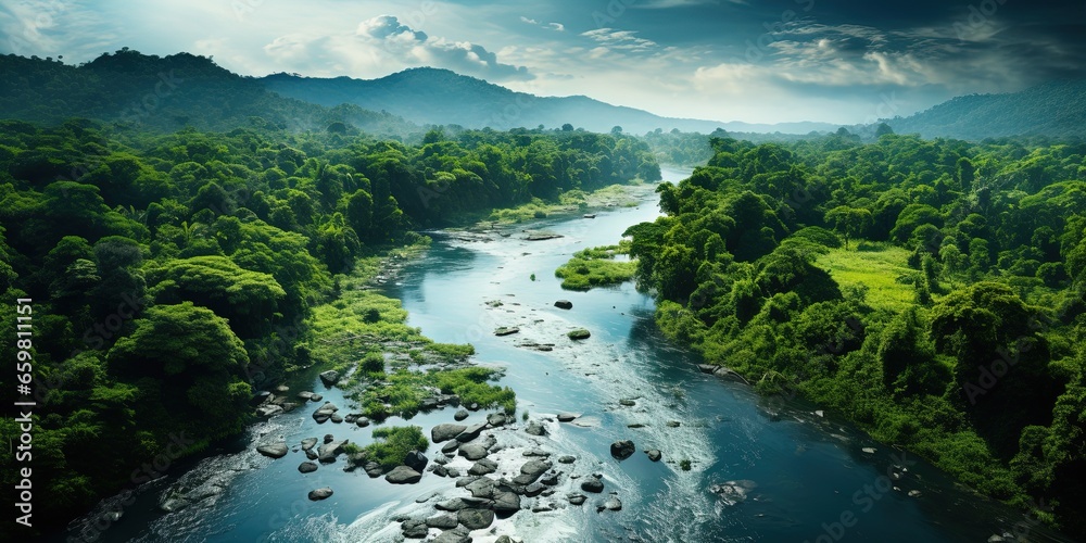 Beautiful bird's - eye view of the rainforest. Aerial view. Panoramic shot. Beautiful bird's - eye view of the rainforest. Aerial view. Panoramic shot.