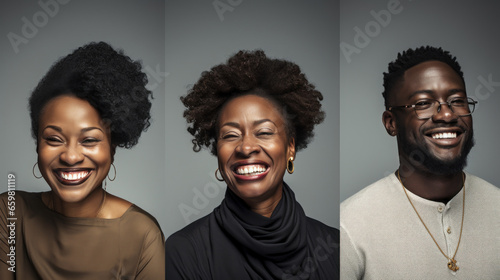 Collection four black people on a white background, black history month © EmmaStock
