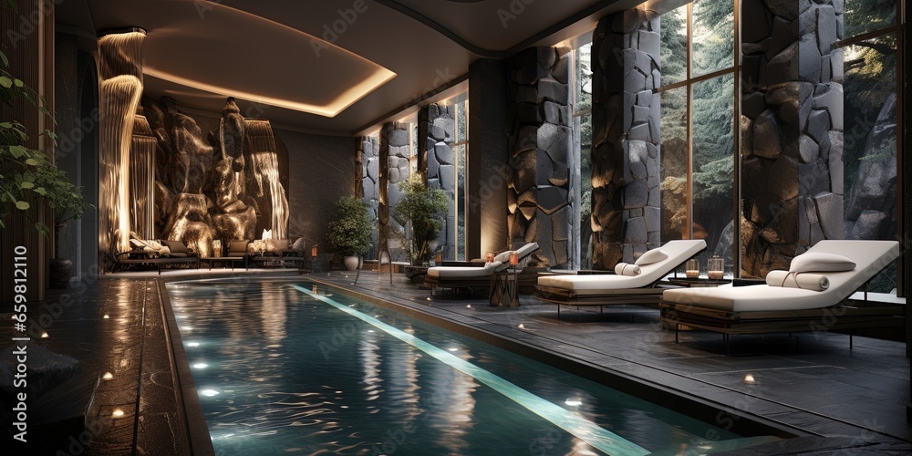Luxurious lounge spa waterpool.