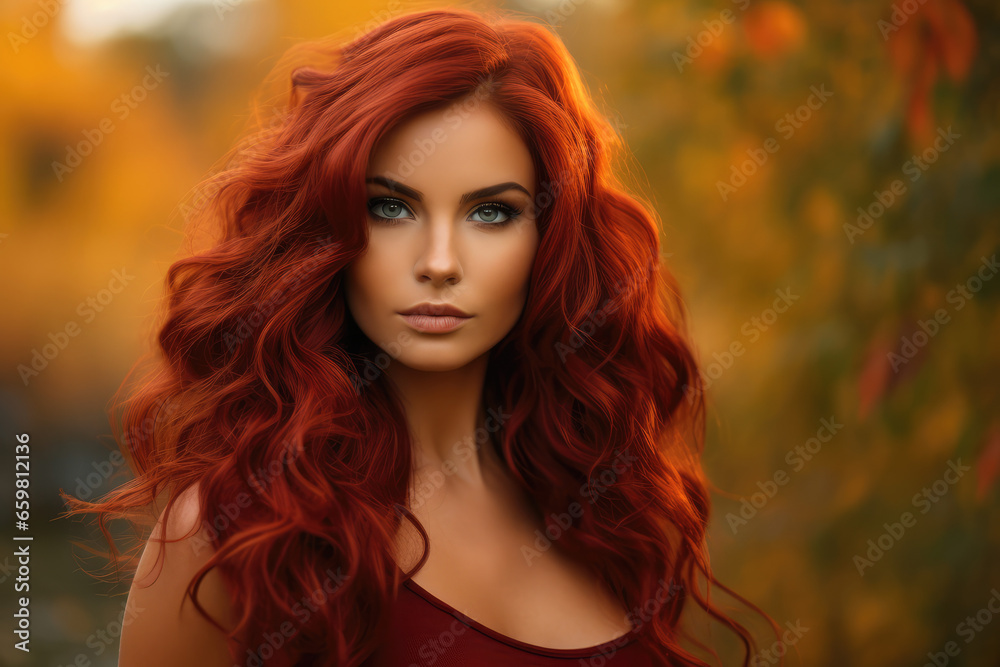 portrait of a beautiful girl with red hair