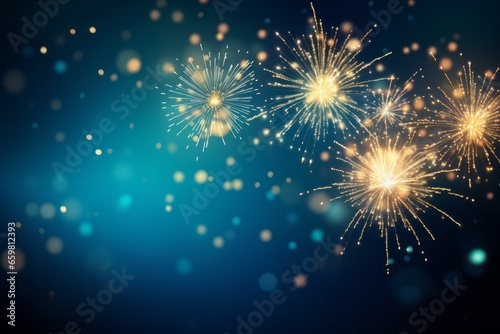 Happy New Year 2024 New Years Eve firework sparkler. Background or wallpaper with bokeh light