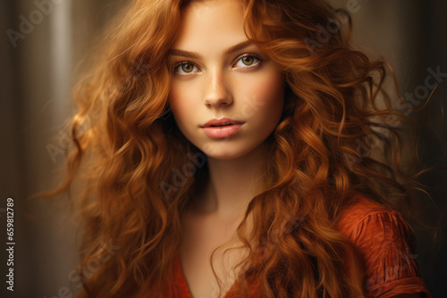 portrait of a beautiful girl with red hair
