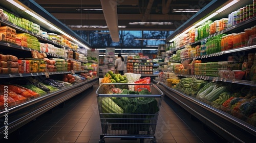 Shopping cart in supermarket