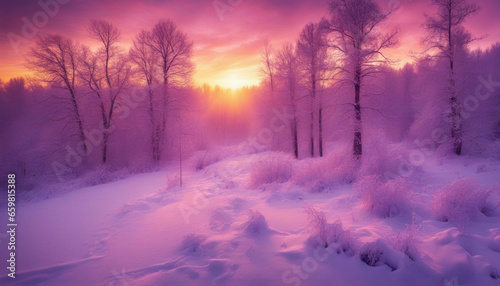  Beautiful Winter Landscape with Sunrise