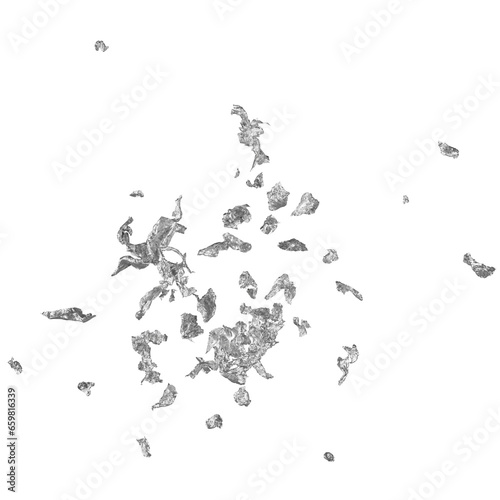 Silver Foil flakes isolated on transparent background