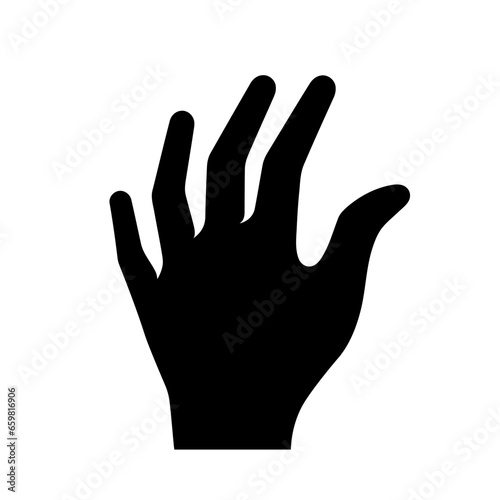 Human hand silhouette. Black hand up icon.