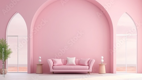 Living room and pink pastel arch wall texture background Decoration © twilight mist