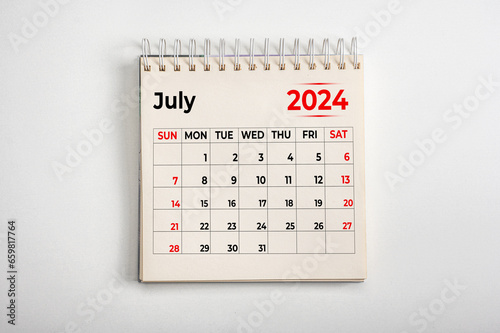 July 2024. One page of annual business monthly calendar on white background. reminder, business planning, appointment meeting and event