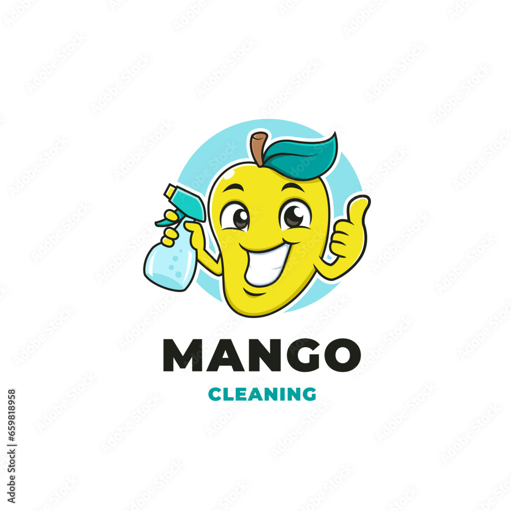 mascot cleaning mango logo