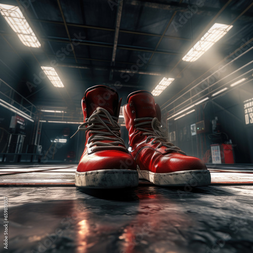 Boxing Shoes in a Ring