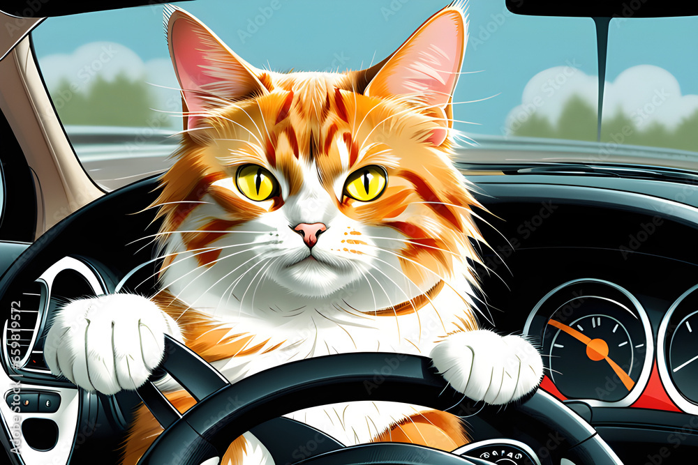 a cat driving a car
Generative AI