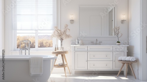 pristine white bathroom showcasing modern fixtures