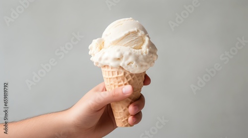 hand proudly presents a scoop of authentic Italian ice cream