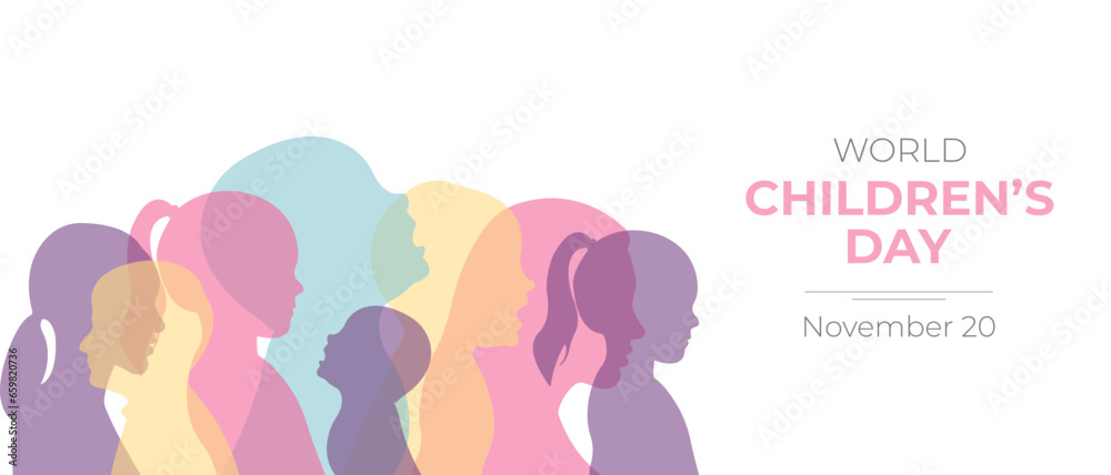 World Children's Day.Vector illustration with silhouettes of children and space for text. World Children's Day.Vector illustration with silhouettes of children and space for text.