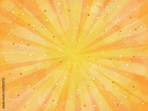 背景素材 星キラキラ注目背景 閃光 輝き 黄色 金色 オレンジ色 爆発 プレゼント 勝利
