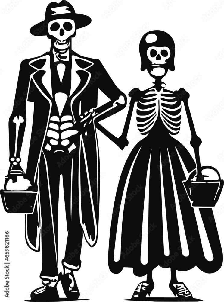 Skeleton couple svg silhouette drawing art Skeleton couple svg silhouette drawing art